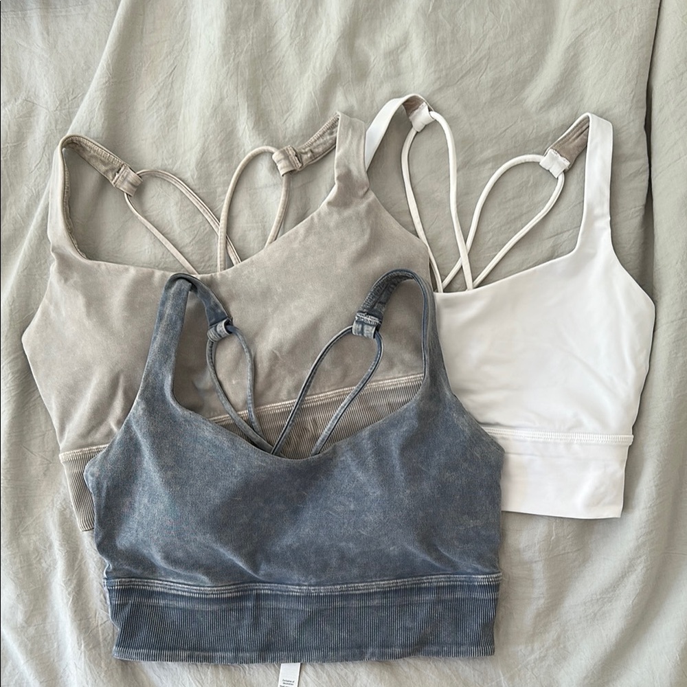 Set of 3 lululemon long line strappy sports bras size 8